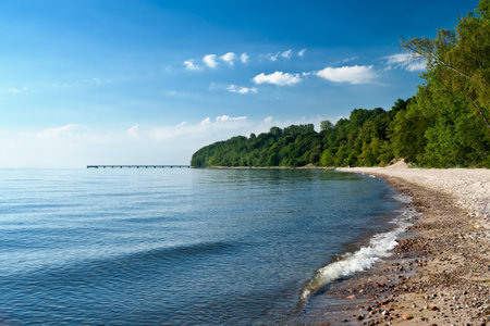 Empty beach in the early morning. Gdynia. Polandの写真素材