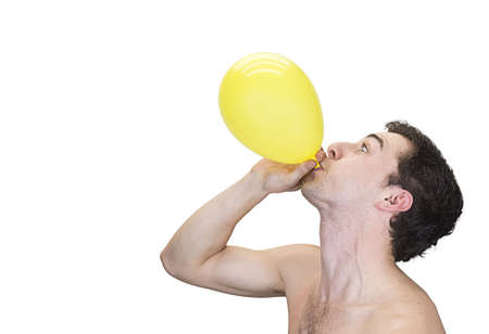 Man is Blowing a balloonの写真素材