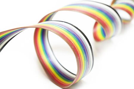 colorful network cable on a white backgroundの写真素材