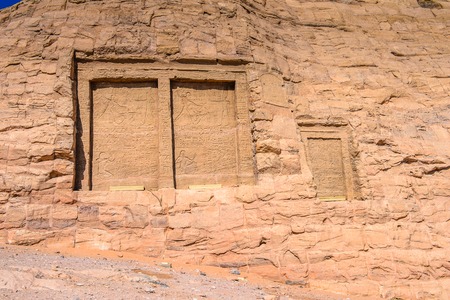 Inscription near the The Great Temple of Ramesses II and the Small Temple of Nefertari, Abu Simbel,...