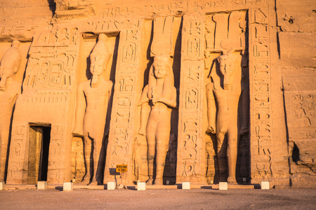 Small Temple of Nefertari on the sunrise, Abu Simbel, Egyptの写真素材