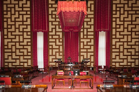 STOCKHOLM, SWEDEN - SEP 7, 2014: Conference hall at the Stockholm City Hall, Sweden. It is the venue of the Nobel Prize banquet and one of Stockholm's major tourist attractions.のeditorial素材