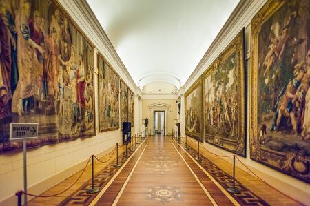 SAINT PETERSBURG, RUSSIA - FEB 24, 2015: Interior of the State Hermitage, a museum of art and culture in Saint Petersburg, Russia. It was founded in 1764 by Catherine the Greatのeditorial素材