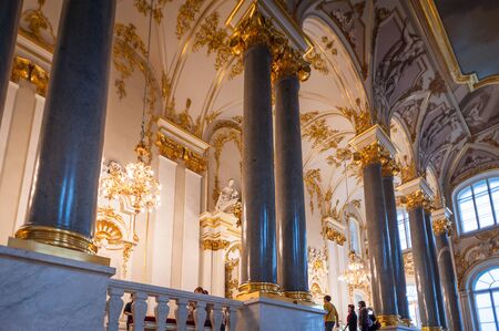 SAINT PETERSBURG, RUSSIA - FEB 24, 2015: Interior of the State Hermitage, a museum of art and culture in Saint Petersburg, Russia. It was founded in 1764 by Catherine the Greatのeditorial素材