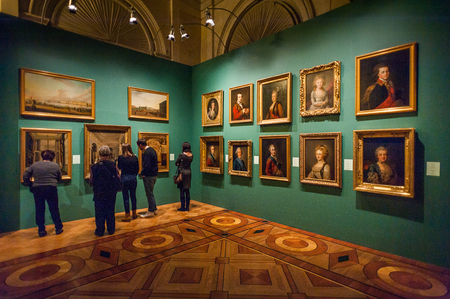 SAINT PETERSBURG, RUSSIA - FEB 24, 2015: Interior of the State Hermitage, a museum of art and culture in Saint Petersburg, Russia. It was founded in 1764 by Catherine the Greatのeditorial素材