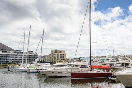 CAPE TOWN, SOUTH AFRICA - FEB 22, 2013: Boat in the harbour of Cape Town, South Africa. Cape town is the most popular international touristic destination in Africaのeditorial素材