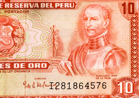 10 soles de oro bank note. Soles de oro is the national currency of Peruの写真素材
