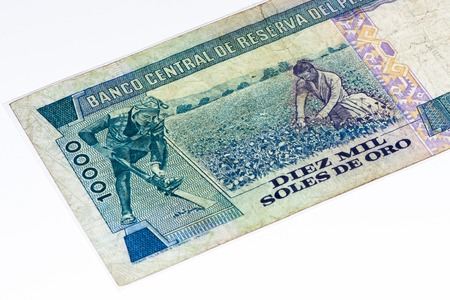 10000 soles de oro bank note. Soles de oro is the national currency of Peruの写真素材