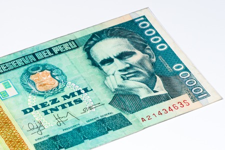 10000 intis bank note. Inti is the former currency of Peruの写真素材