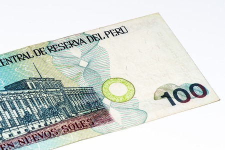 100 soles nuevos bank note. Soles nuevos is the national currency of Peruの写真素材