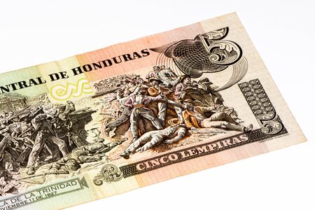 5 lempiras bank note. Lempira is the national currency of Hondurasの写真素材