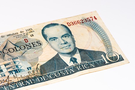10 Costa Rican colones bank note. Colones is the national currency of Costa Ricaの写真素材