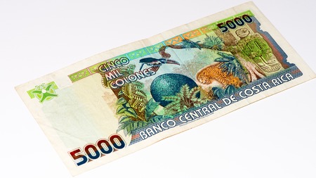 5000 Costa Rican colones bank note. Colones is the national currency of Costa Ricaの写真素材