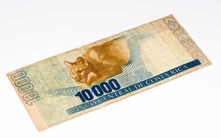 10000 Costa Rican colones bank note. Colones is the national currency of Costa Rica