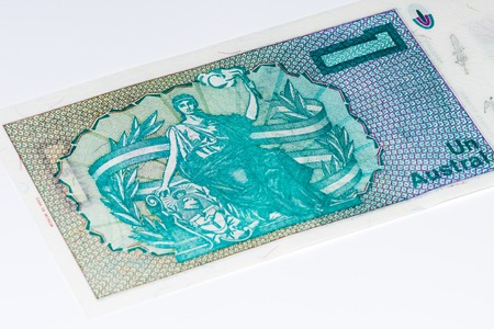 1 Argentinian austral bank note. Argentinian austral is the former currency of Argentina