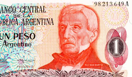 1 Argentinian peso bank note. Argentinian peso is the national currency of Argentinaの写真素材