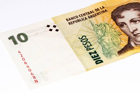 10 Argentinian peso bank note. Argentinian peso is the national currency of Argentinaの写真素材