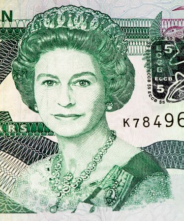 5 Eastern Caribbean dollars bank note.の写真素材