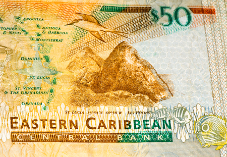 50 Eastern Caribbean dollars bank note.の写真素材