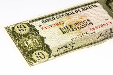 10 bolivianos bank note. Bolivianos is the national currency of Boliviaの写真素材