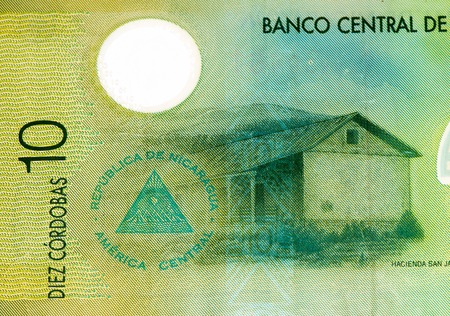 10 Cordobas bank note. Cordoba is the national currency of Nicaraguaの写真素材