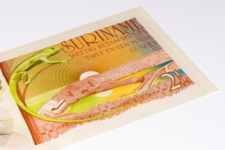 2.5 Surinamese gulden bank note. Gulden is the former currency of Surinameの写真素材