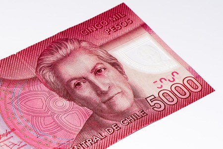 5000 Chilean pesos bank note. Chilean peso is the national currency of Chileの写真素材