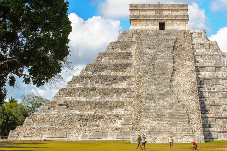 Maya architecture of Chichen Itza, a large pre-Columbian city built by the Maya civilization. Mexico