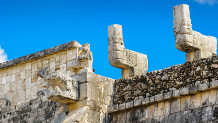 Maya architecture of Chichen Itza, a large pre-Columbian city built by the Maya civilization. Mexicoの写真素材
