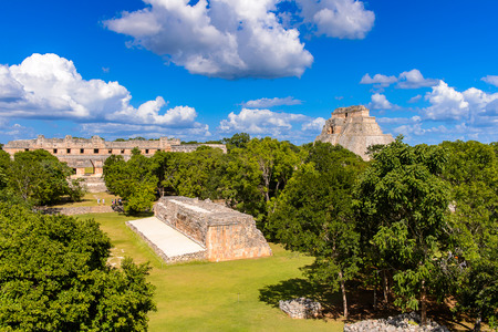 Uxmal view from the Great Pyramid, an ancient Maya city of the classical period. One of the most...