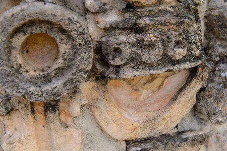 CLose view of the architecture of Uxmal, an ancient Maya city of the classical period. One of the most important archaeological sites of Maya culture. UNESCO World Heritage siteの写真素材