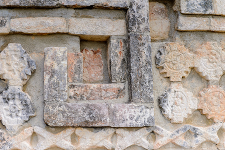 CLose view of the architecture of Uxmal, an ancient Maya city of the classical period. One of the most important archaeological sites of Maya culture. UNESCO World Heritage siteの写真素材