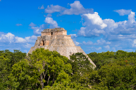 Great Pyramid, Uxmal, an ancient Maya city of the classical period. One of the most important archaeological sites of Maya culture.の写真素材