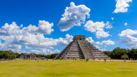 El Castillo (Temple of Kukulcan),  a Mesoamerican step-pyramid, Chichen Itza. It was a large...