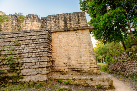 Acropolis, the largest structure at Ek Balam and it contains the tomb of Ukit Kan Lek Tok, a ruler. It is a Yucatec-Maya archaeological site,  Temozon, Yucatan, Mexico.の写真素材