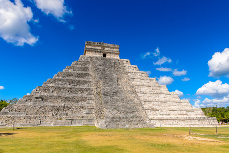 El Castillo (Temple of Kukulcan),  a Mesoamerican step-pyramid, Chichen Itza. It was a large pre-Columbian city built by the Maya people of the Terminal Classic period. UNESCO World Heritageの写真素材