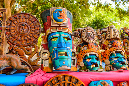 Mask, Authentic handcraft souvenirs of maya civilisationの写真素材