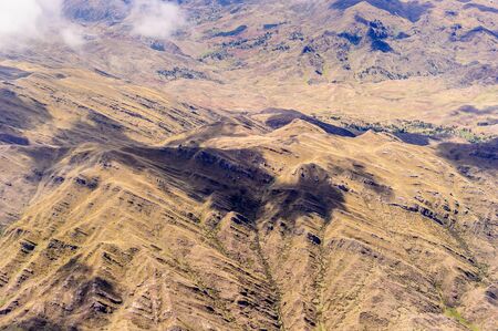 Rocks and mountains of Peru from aboveの写真素材