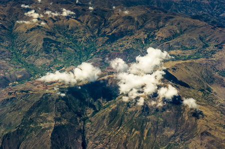 Beautiful landscape from the air of the mountains in Peruの写真素材