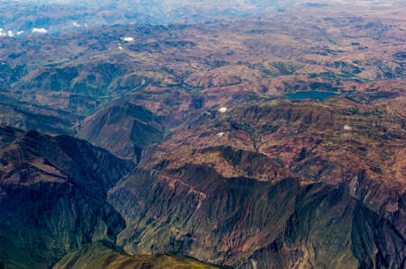 Aerial view of the mountains of Peru