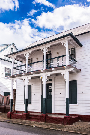 Close view of a  House in the  historic city of Paramaribo, Suriname. The historic inner city of Paramariboの写真素材