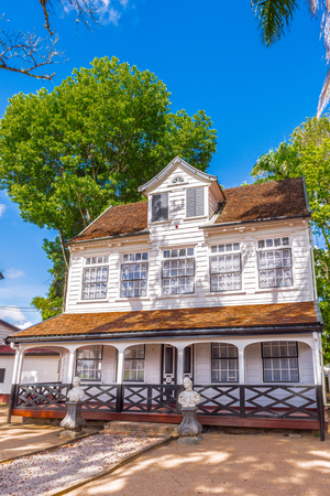 Building and nature of the historic city of Paramaribo, Suriname. The historic inner city of Paramaribo is a UNESCO World Heritage Site since 2002.の写真素材