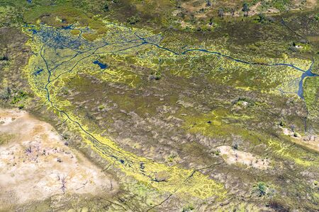 Beautiful aerial view of the Okavango Delta (Okavango Grassland), One of the  Seven Natural Wonders...