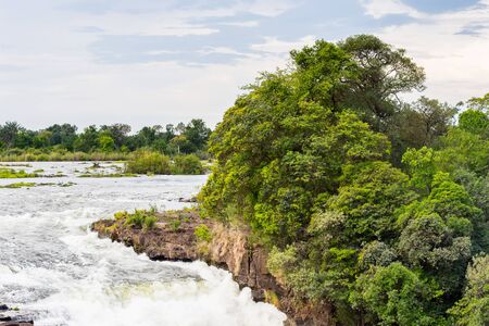 Amazing view of the Victoria Falls, Zambezi River, Zimbabwe and Zambiaの写真素材