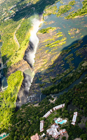 Amazing air view  of the Victoria Falls, Zambia and Zimbabwe.の写真素材