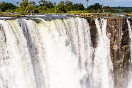 Spectacular view of Victoria Falls, Zambezi River, Zimbabwe and Zambiaの写真素材