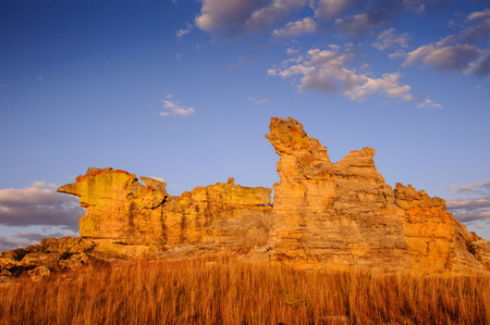 Wierd rock on the sunset in Madagascarの写真素材