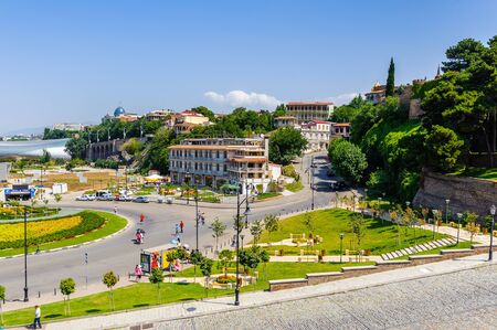 TBILISI, GEORGIA - JULY 18, 2014: Architecture and traffic of Tbilisi, Georgia. Tbilisi is the capital and the largest city of Geogia with 1,5 mln people populationのeditorial素材