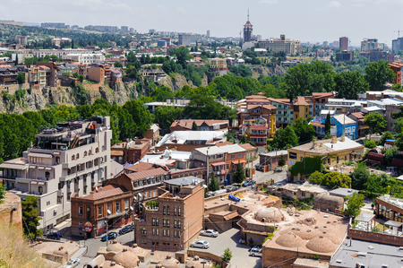 TBILISI, GEORGIA - JULY 18, 2014: Panoramic view of Tbilisi, Georgia. Tbilisi is the capital and the largest city of Geogia with 1,5 mln people populationのeditorial素材