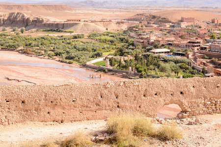 Ruins of Ait Benhaddou, a fortified city, the former caravan way from Sahara to Marrakech.の写真素材